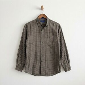 Vintage Sir Pendleton Wool Shirt M Plaid 100% Virgin Wool USA Made Preppy Flaws
